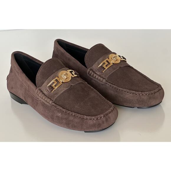 VERSACE Gold Medusa Men's Brown Suede Driver Shoes 11 US (44 Euro) 1009707 NIB - Picture 1 of 16